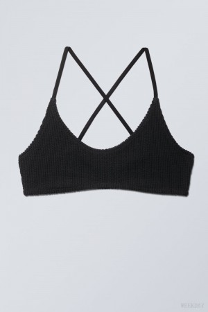 Weekday Structured Bikini Top Black | TCZQ6686