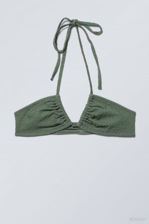 Weekday Structured Bikini Top Khaki | XNHN6571