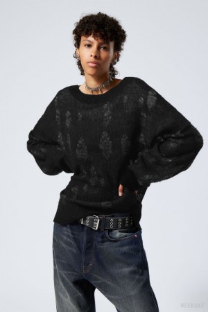 Weekday Taylor Knit Sweater Black | FDZT6990