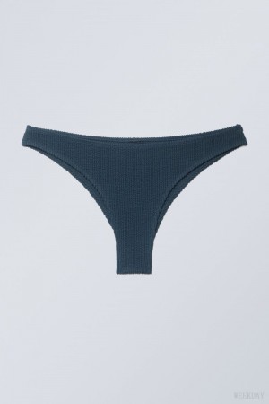 Weekday Textured Brazilian Bikini Bottoms Navy | ILDO9823