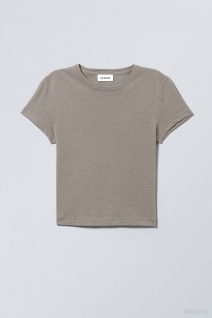 Weekday Tight Fitted T-shirt Dark Grey | ZKSM4077