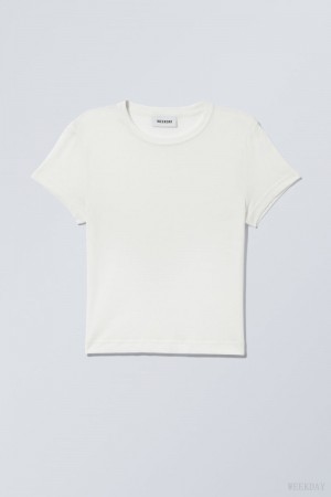 Weekday Tight Fitted T-shirt White | EBCK6910