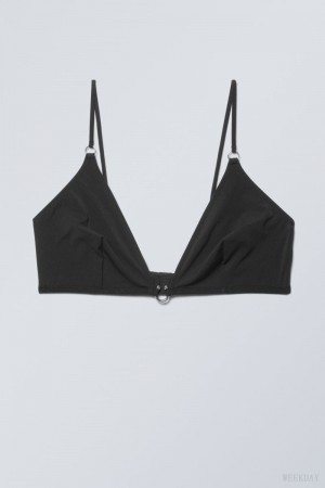 Weekday Tori Piercing Triangle Bra Bra Black | QZDI7283