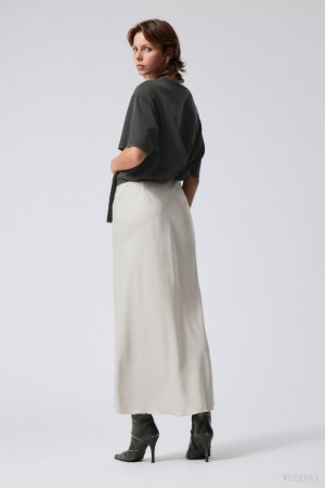 Weekday Trace Pull On Satin Skirt Grey | RMWG9736