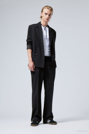 Weekday Travis Low Waist Suit Trousers Black | UFGJ8933