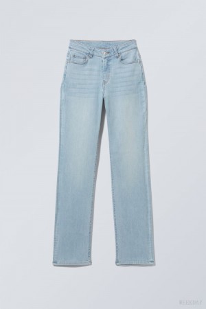 Weekday Twig Curve Mid Straight Jeans Light Blue | GETY5314