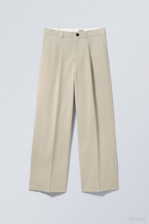 Weekday Uno Loose Suit Trousers Beige | SUBQ3902