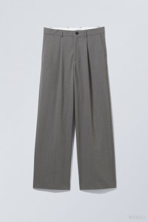 Weekday Uno Loose Suit Trousers Dark Grey | EIKW0488