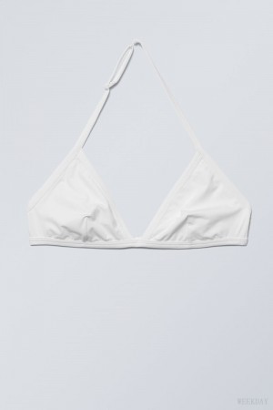 Weekday Vega Halter Triangle Bra Bra White | AGUU0388