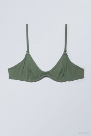 Weekday Wire Bikini Top Olive Green | TMVA5756