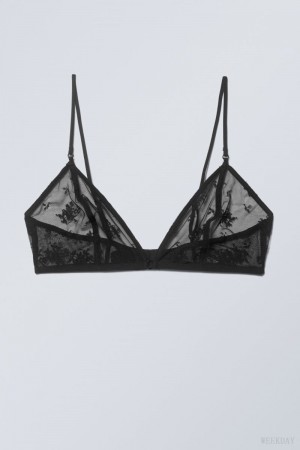 Weekday Zelda Lace Bralette Bralette Black | QZGD4545