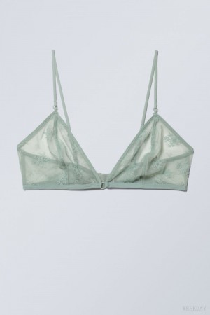 Weekday Zelda Lace Bralette Bralette Green | DFXM6431