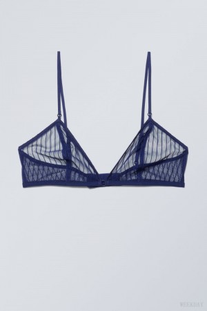 Weekday Zelda Lace Bralette Bralette Navy | WOBW5711