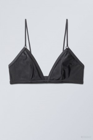 Weekday Zelda Shiny Triangle Bra Bra Dark Grey | WHRN5035