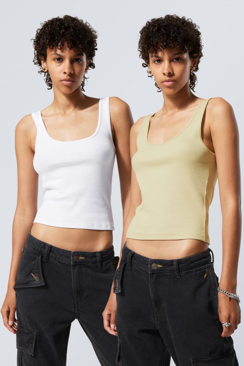 Weekday 2-Pack Open Neck Tank Top Yellow | WWON7260