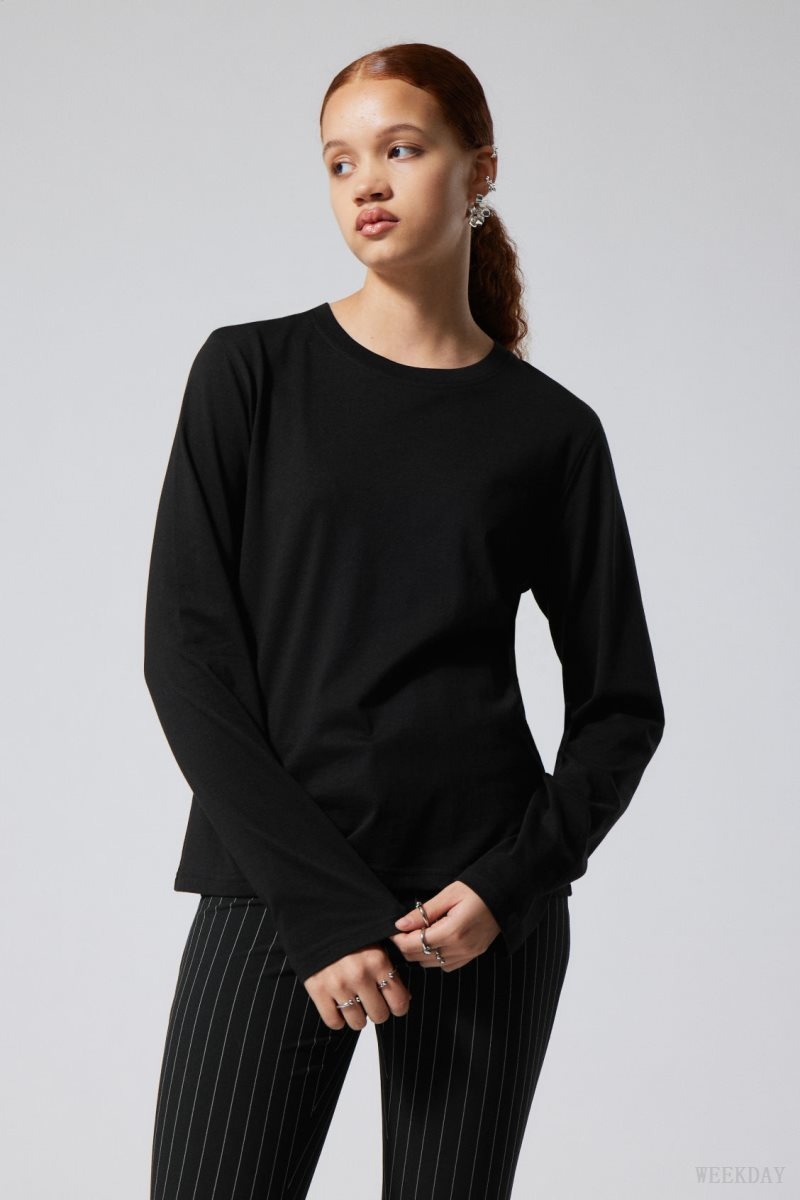 Weekday 2-pack Essence Standard Long Sleeves Black / White | SLVA4025