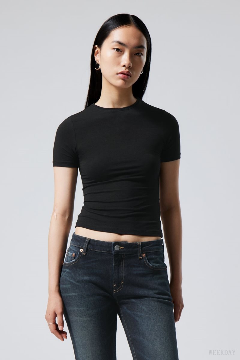 Weekday 2-pack Slim Fitted T-shirt Black | OVBG3875