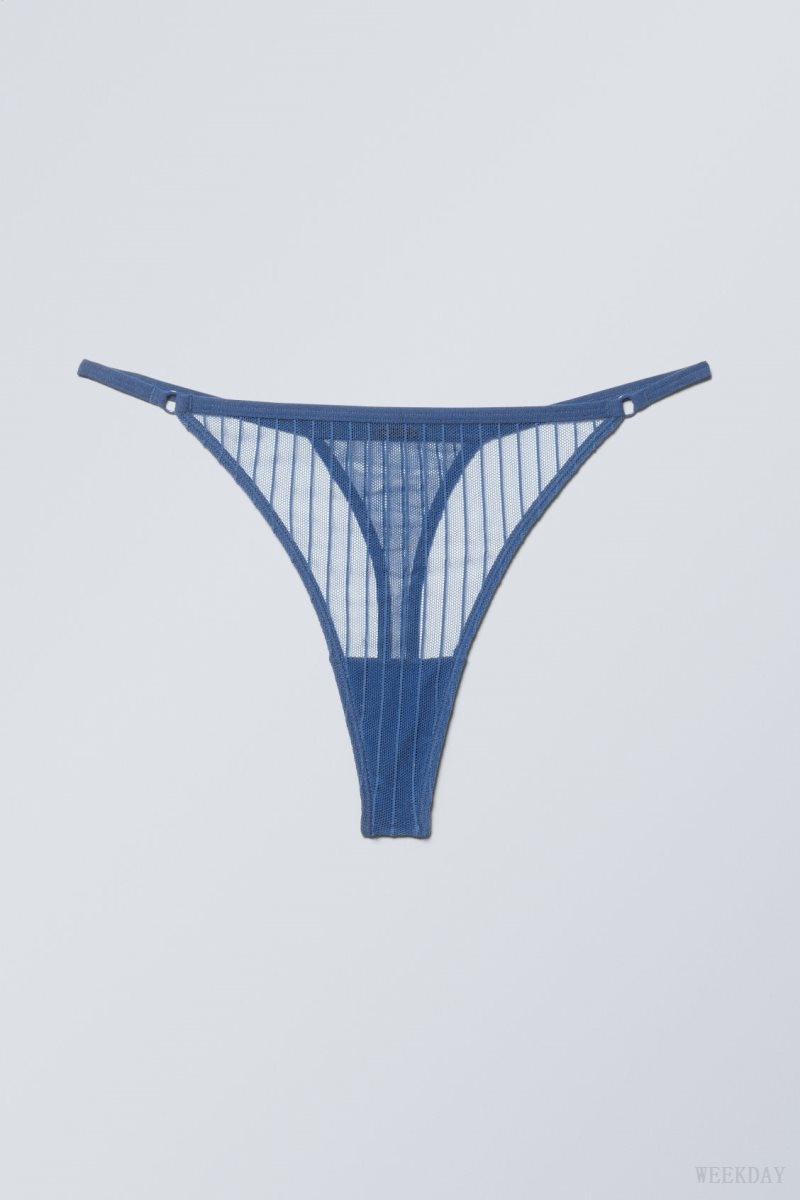 Weekday 2-pack Zelda Lace Thong Thong Blue | LIDZ8583