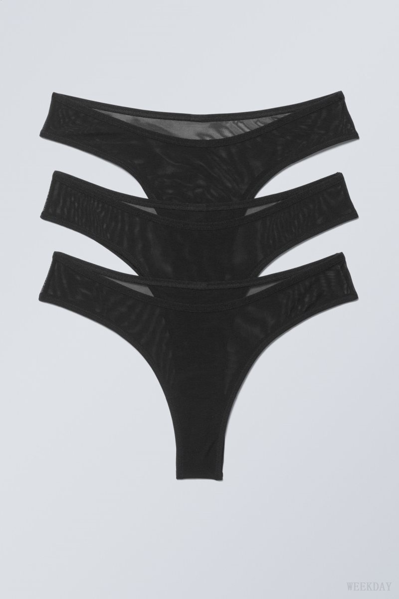 Weekday 3-pack Bonnie Mesh Brazilian Briefs Briefs Black | IFZF4461