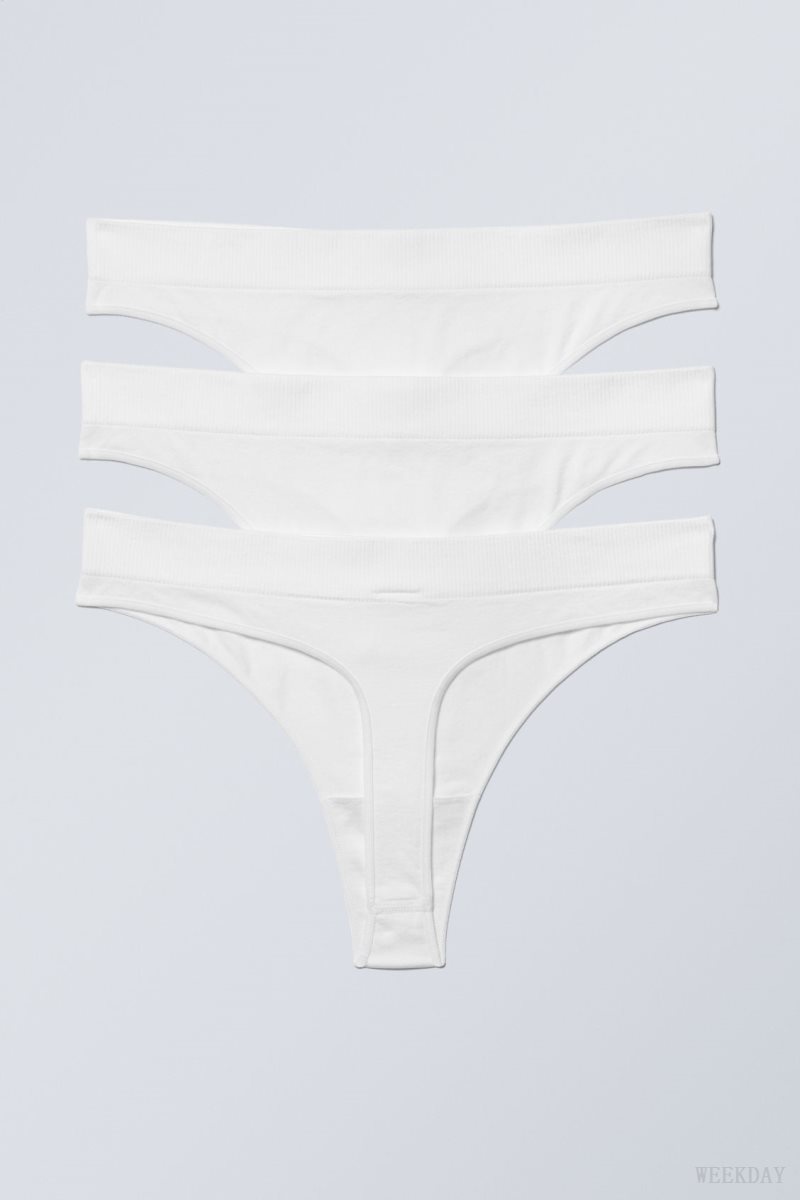 Weekday 3-pack Cat Soft Thong Thong White | TWCV2160