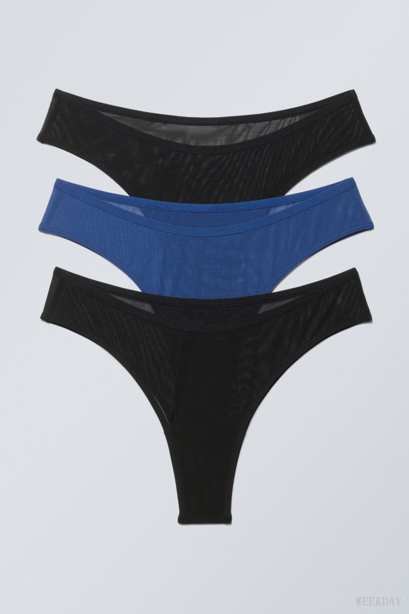 Weekday 3-pack Dylan Mesh Brazilian Briefs Briefs Black / Blue | ODGU2674