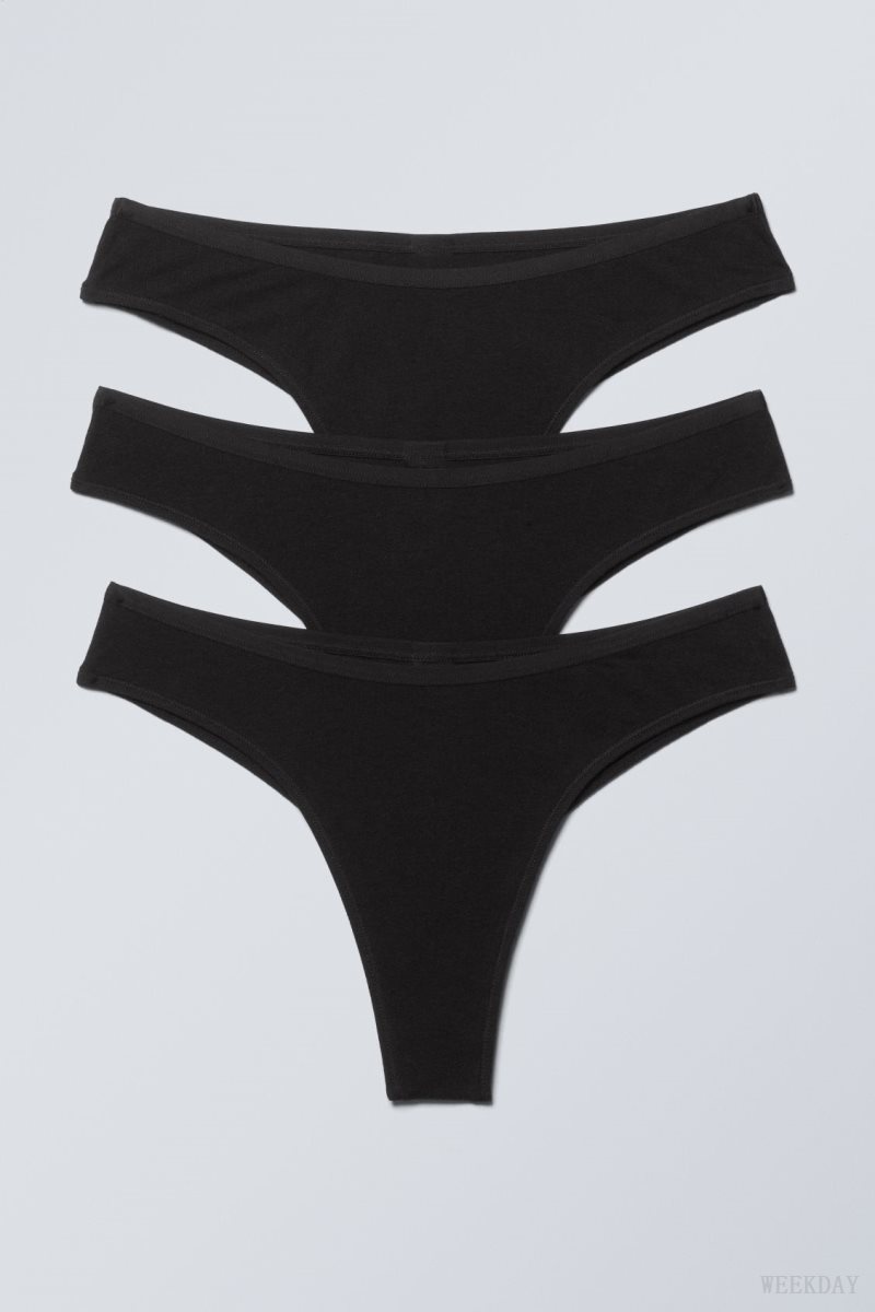 Weekday 3-pack Inez Brazilian Cotton Briefs Briefs Black | BPJQ9494