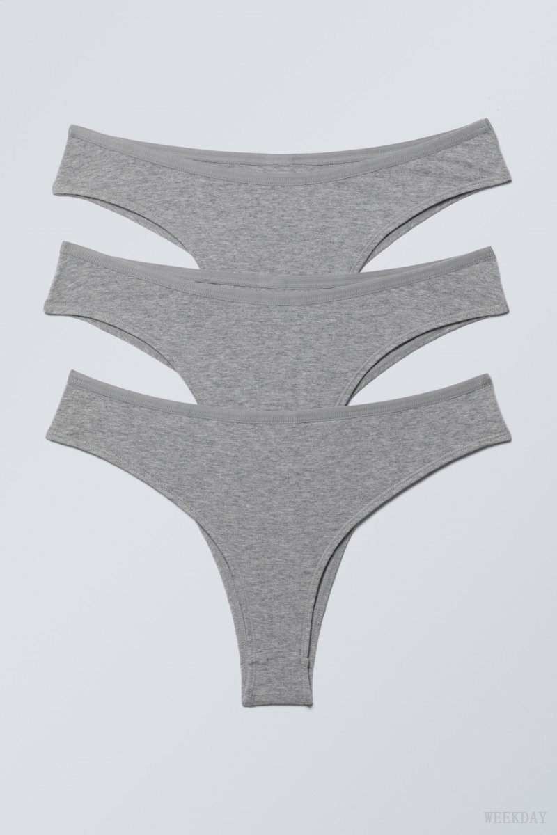 Weekday 3-pack Inez Brazilian Cotton Briefs Briefs Grey | NYUZ7125