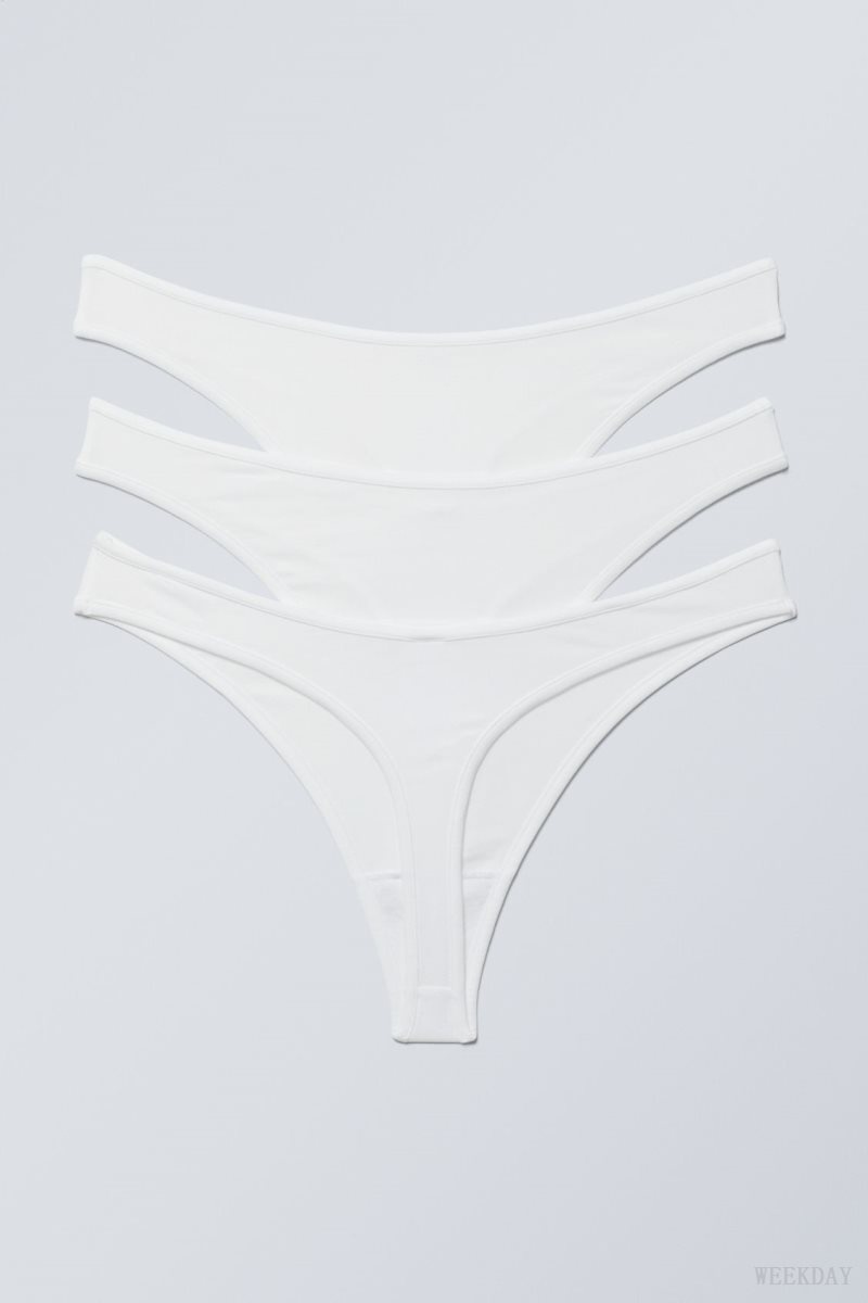 Weekday 3-pack Jade Cotton Thong Thong White | OKCR8184