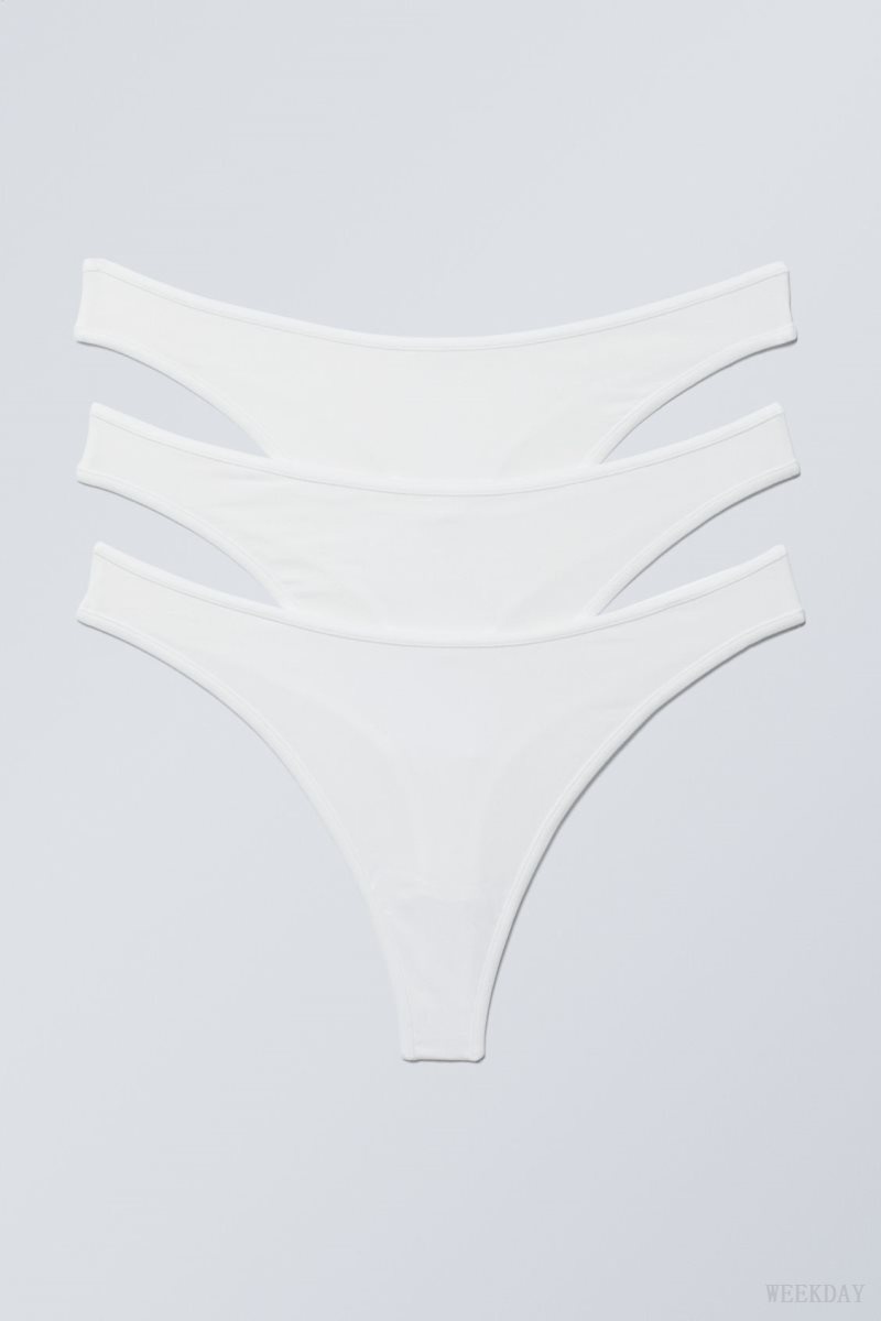 Weekday 3-pack Jade Cotton Thong Thong White | OKCR8184