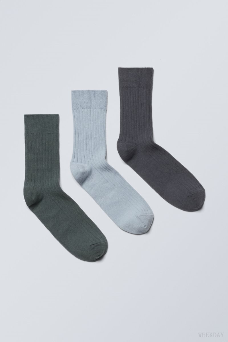 Weekday 3-pack Selma Socks Blue / Black | QKOM9132