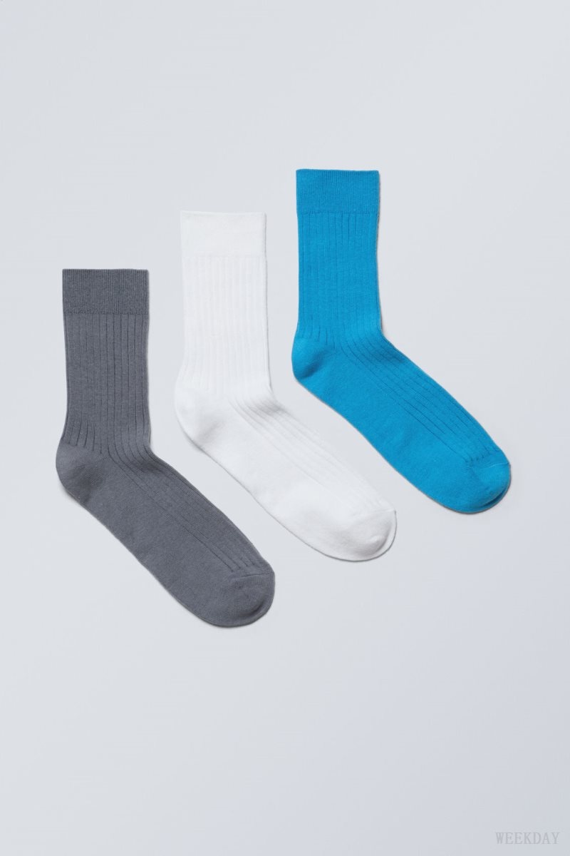 Weekday 3-pack Selma Socks Blue | ZZHW6585