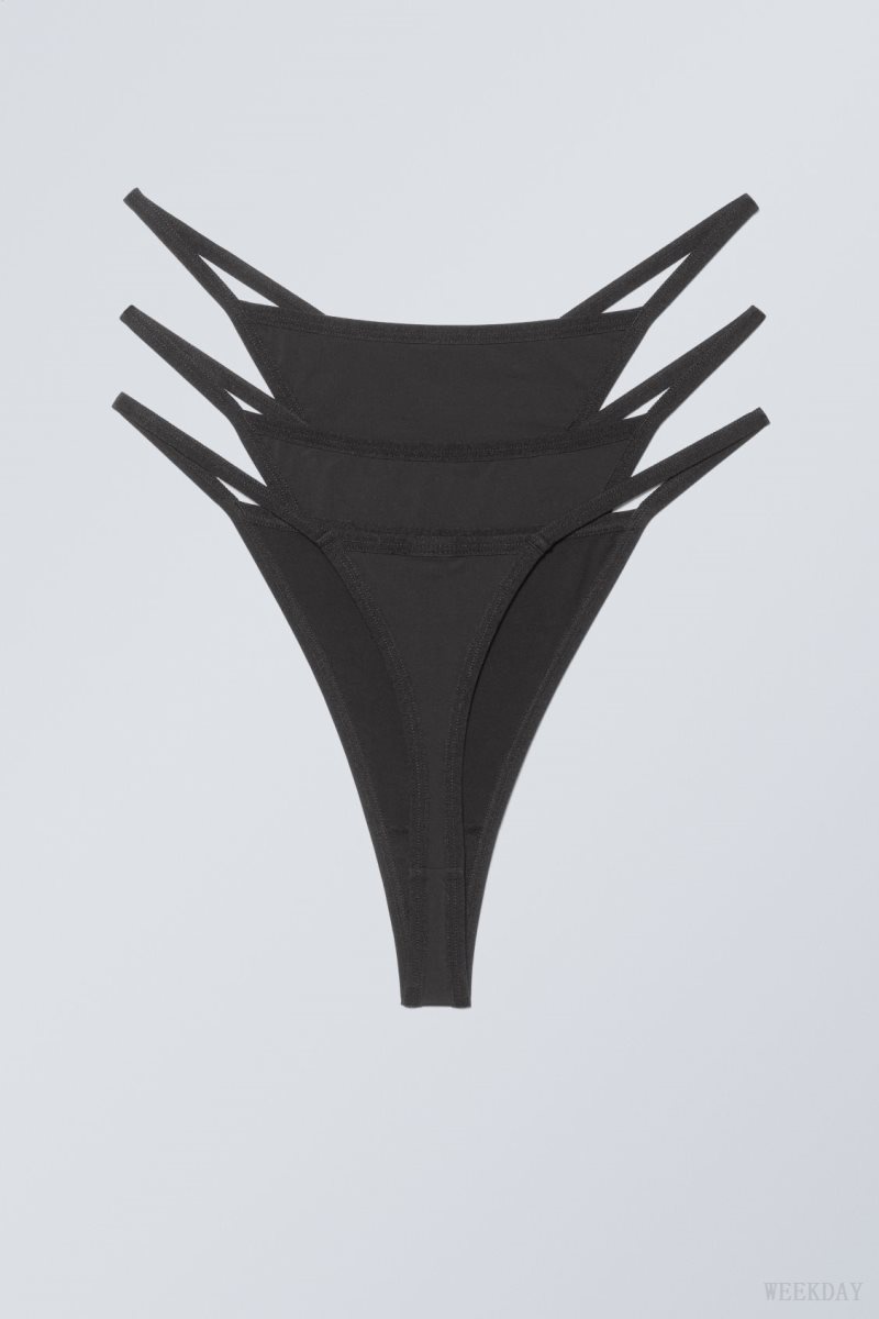 Weekday 3-pack Signe Tanga Thong Thong Black | ZWLK3996