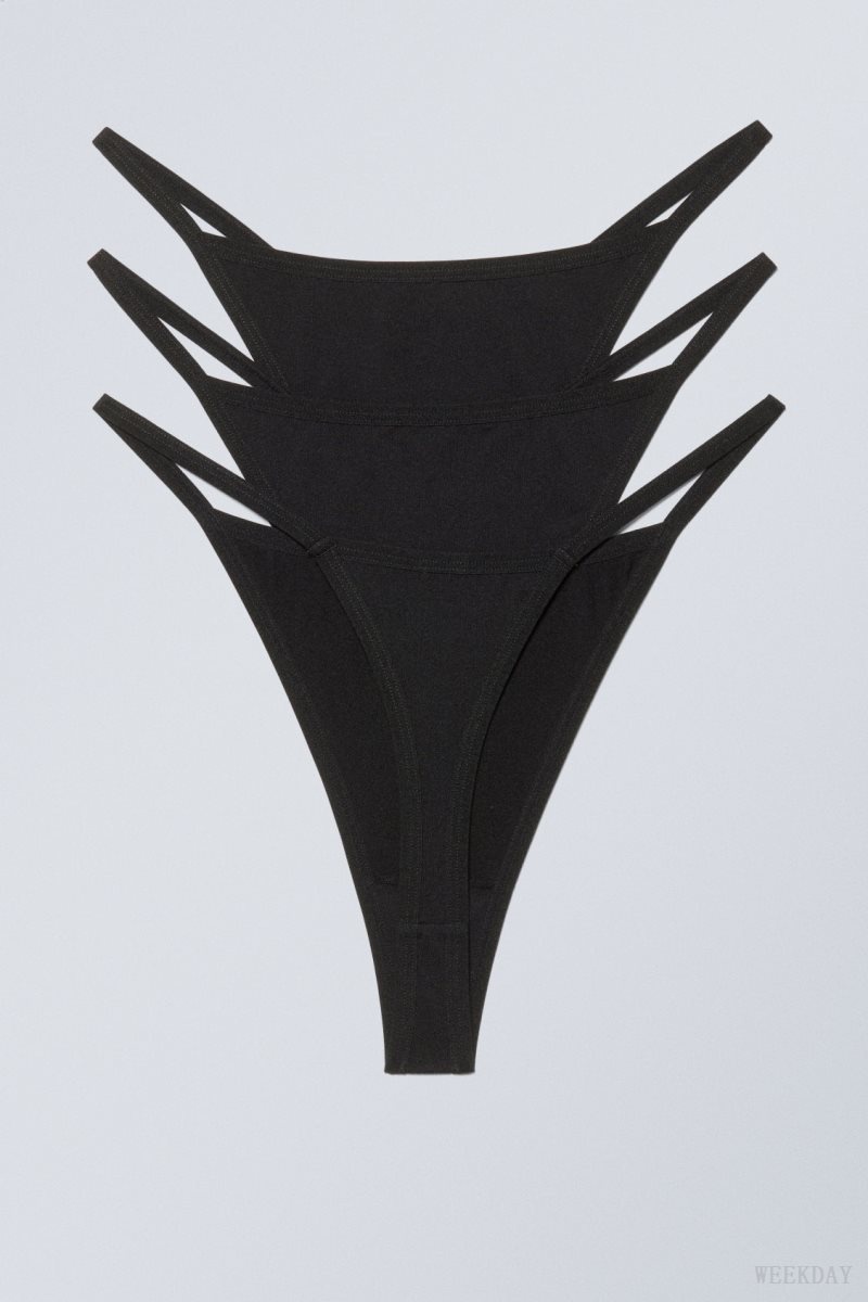 Weekday 3-pack Soul Tanga Thong Thong Black | CGTS8631