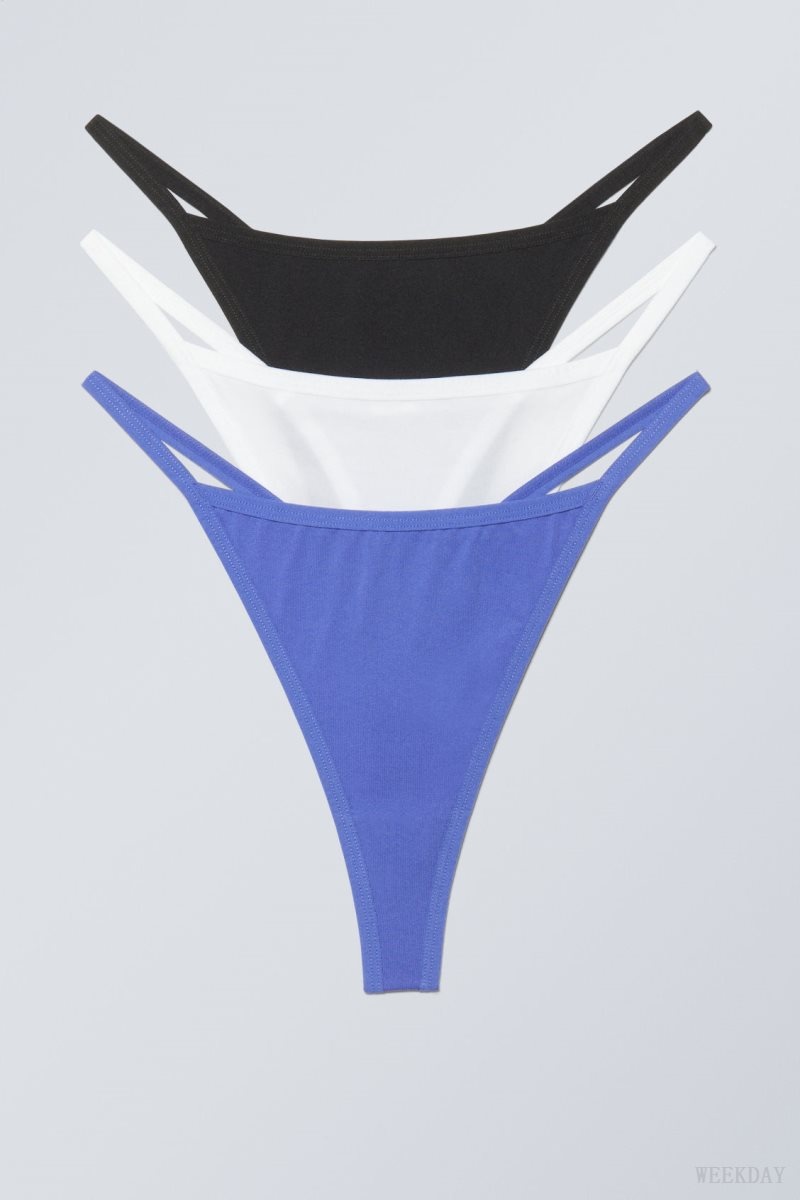 Weekday 3-pack Soul Tanga Thong Thong White Black Blue | MQBR7324