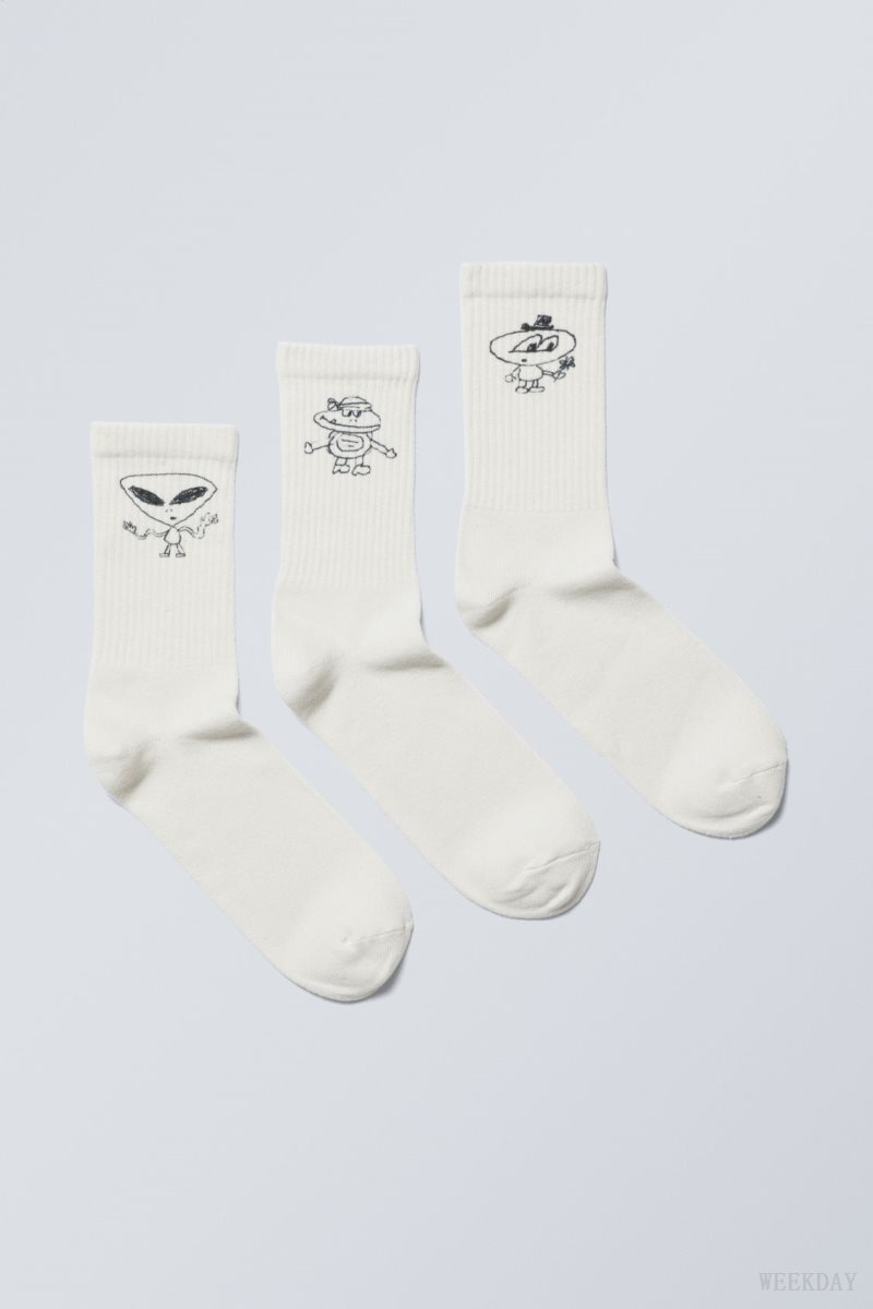 Weekday 3-pack Sport Graphic Socks Doodle Guys | ZVSY1858