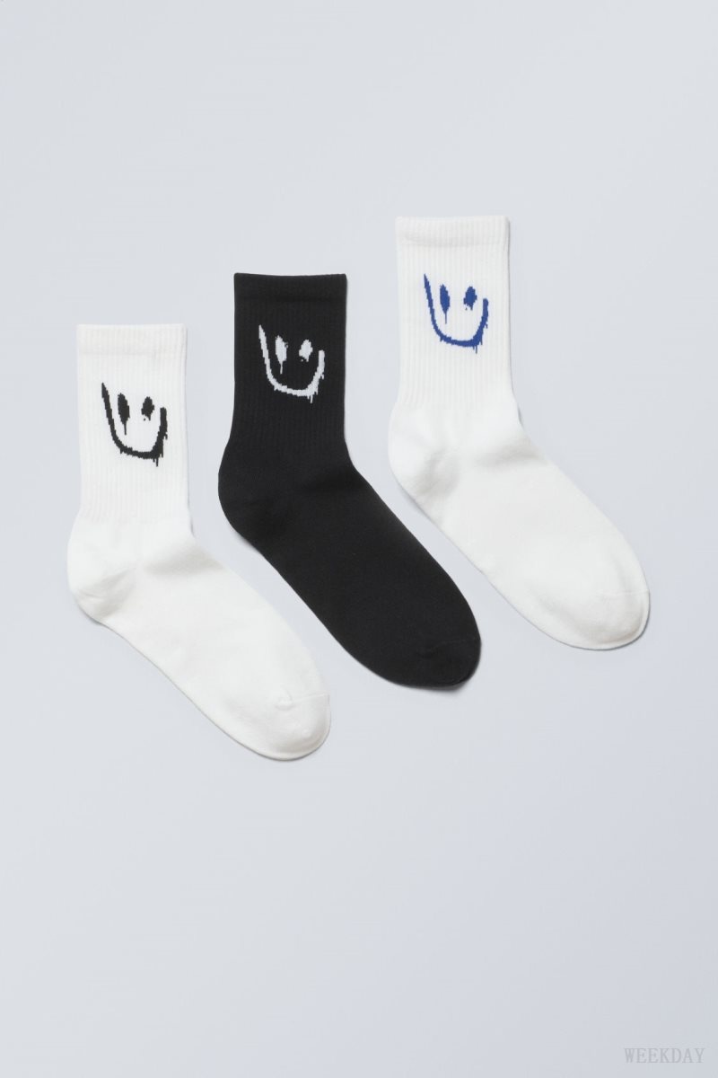 Weekday 3-pack Sport Graphic Socks Drippy Mix | HWQU6314