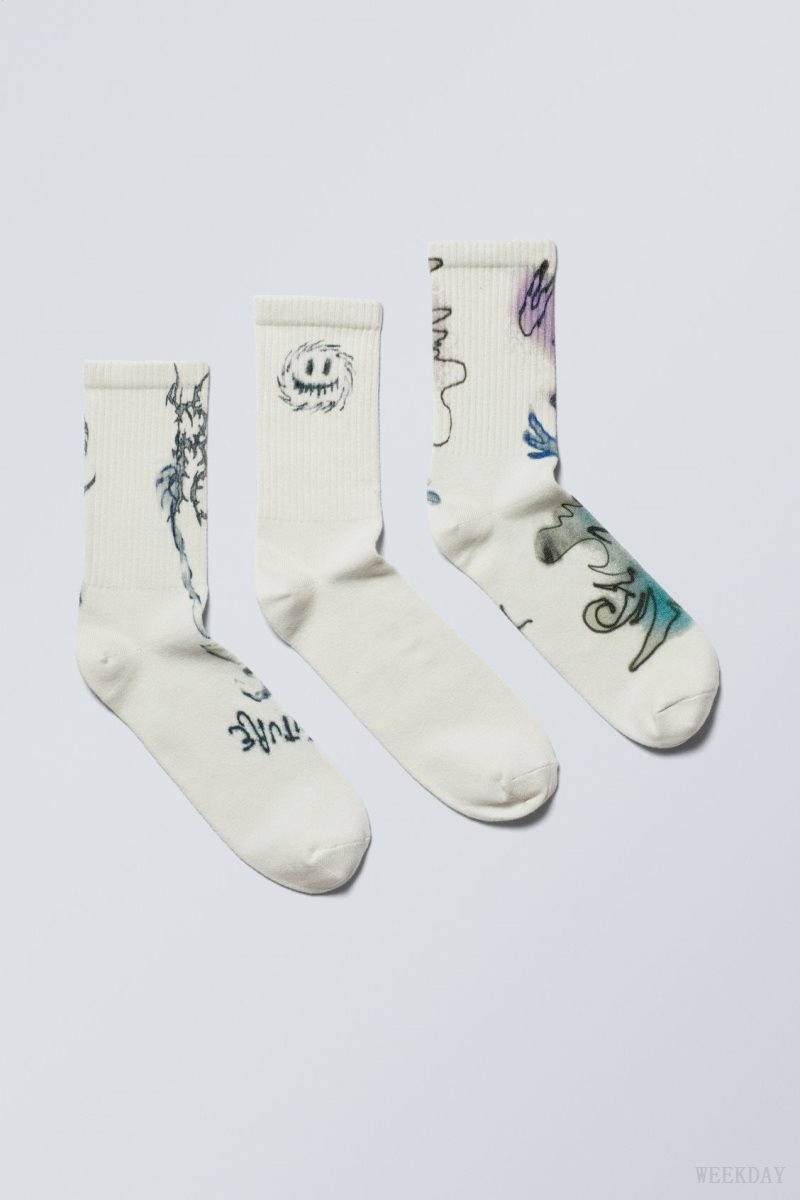 Weekday 3-pack Sport Graphic Socks Graphic Mix | ZKUV8201