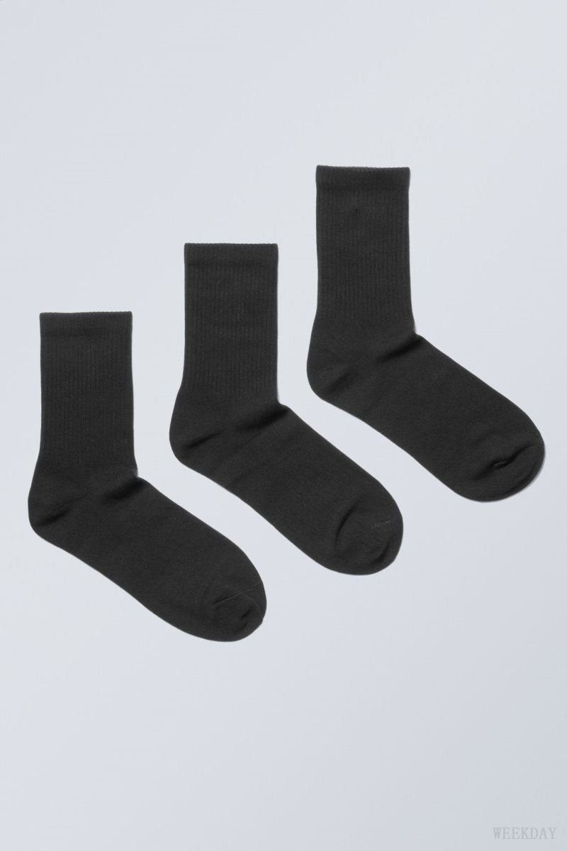 Weekday 3-pack Sport Socks Black | ACAY1201