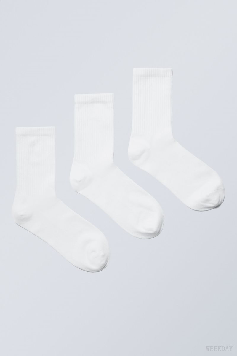 Weekday 3-pack Sport Socks White | QSDE6198