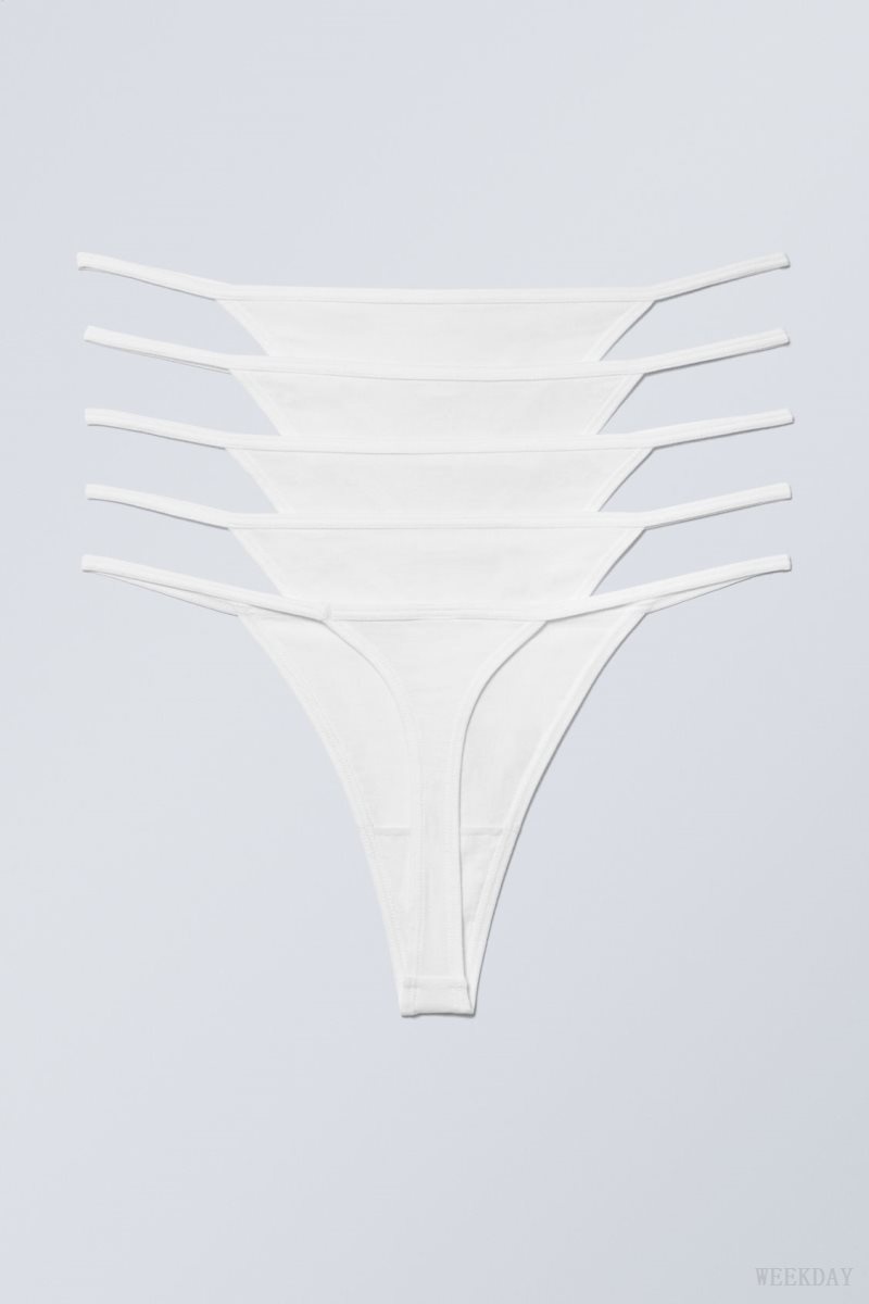 Weekday 5-pack Alex Cotton Tanga Thong Thong White | JLAH4150