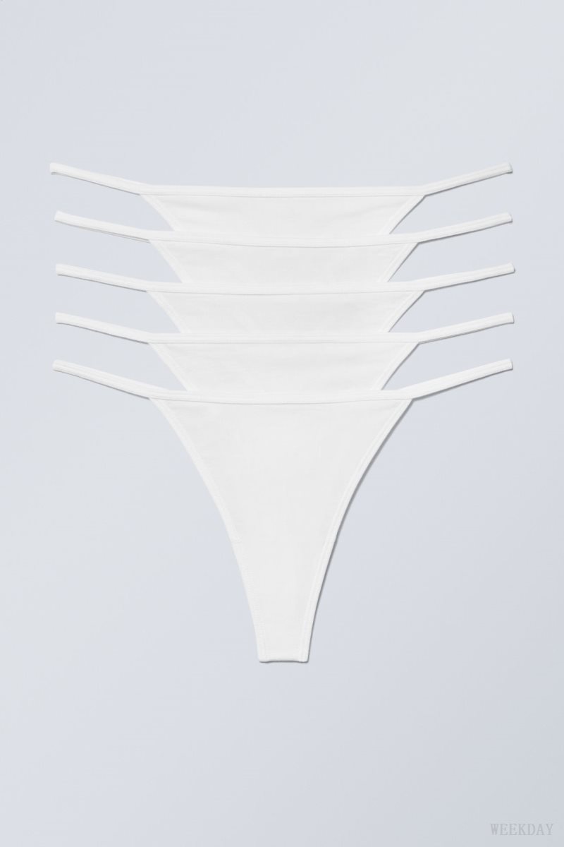 Weekday 5-pack Alex Cotton Tanga Thong Thong White | JLAH4150