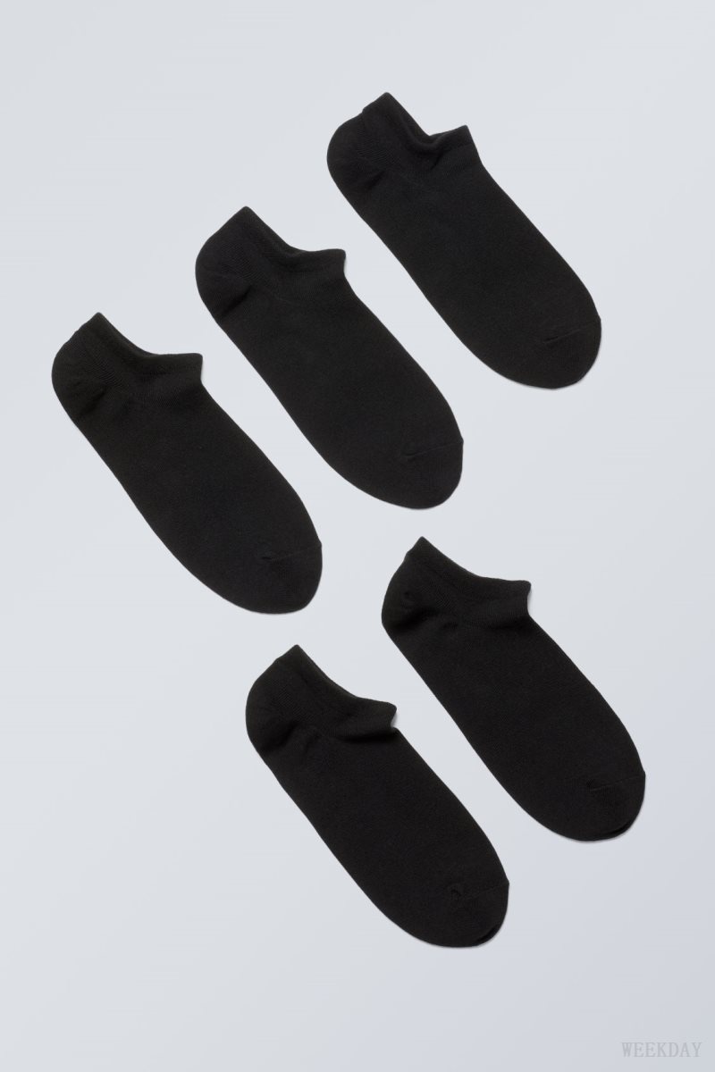 Weekday 5-pack Cotton Trainer Socks Black | ZVVG4081