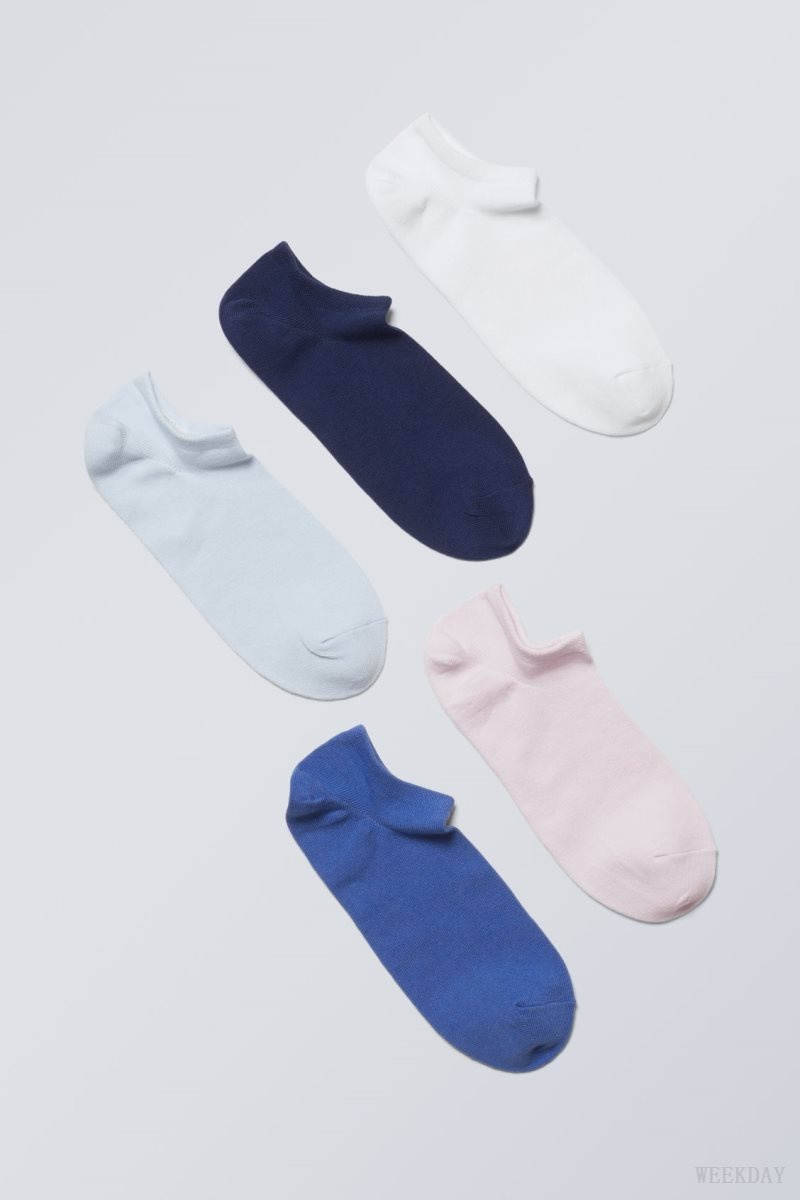 Weekday 5-pack Cotton Trainer Socks Blue | BJHB8830