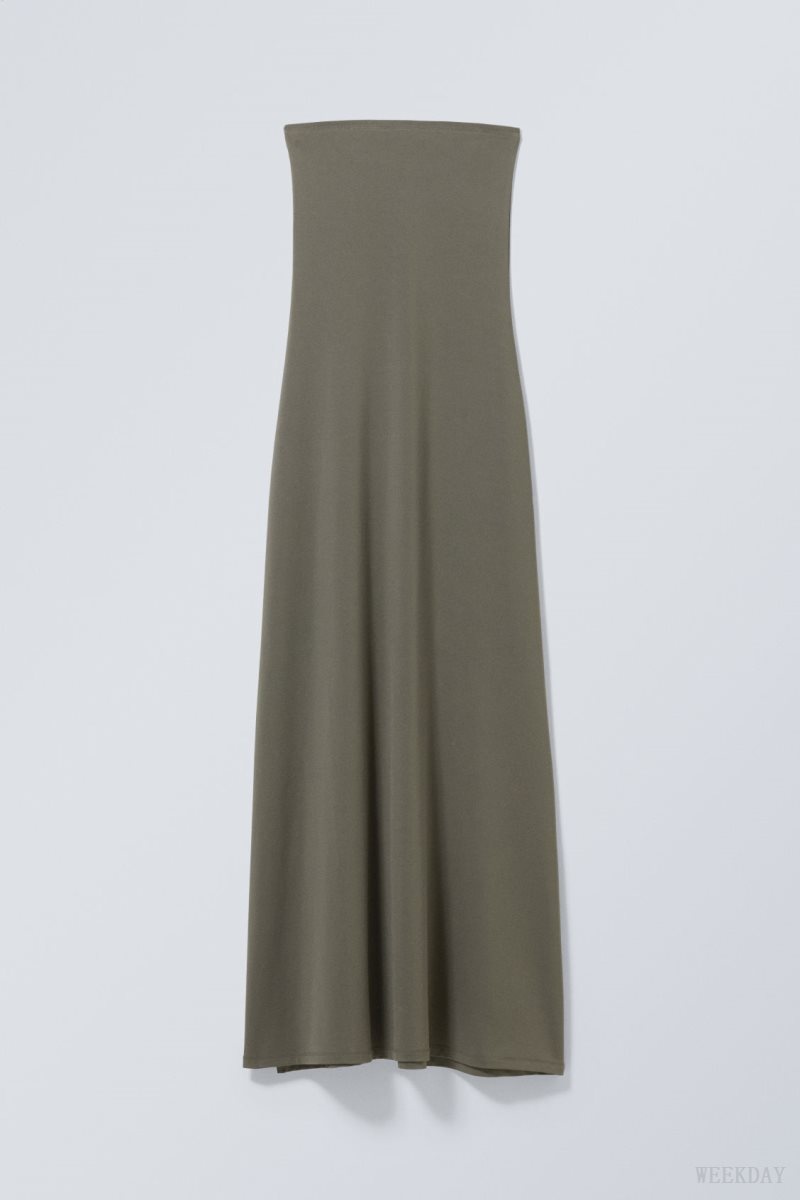 Weekday Act Tube Dress Dark Khaki | MZIJ1121