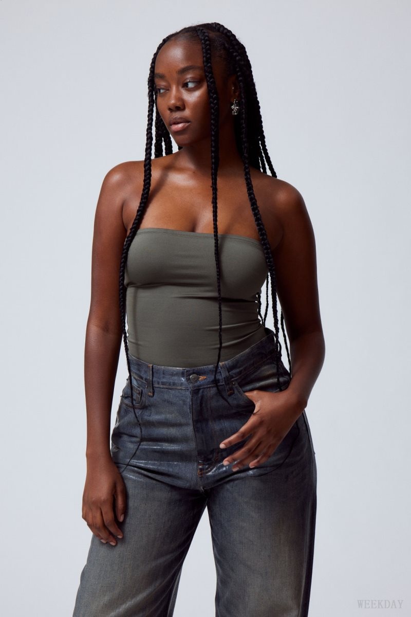 Weekday Act Tube Top Dark Grey | CESA4811