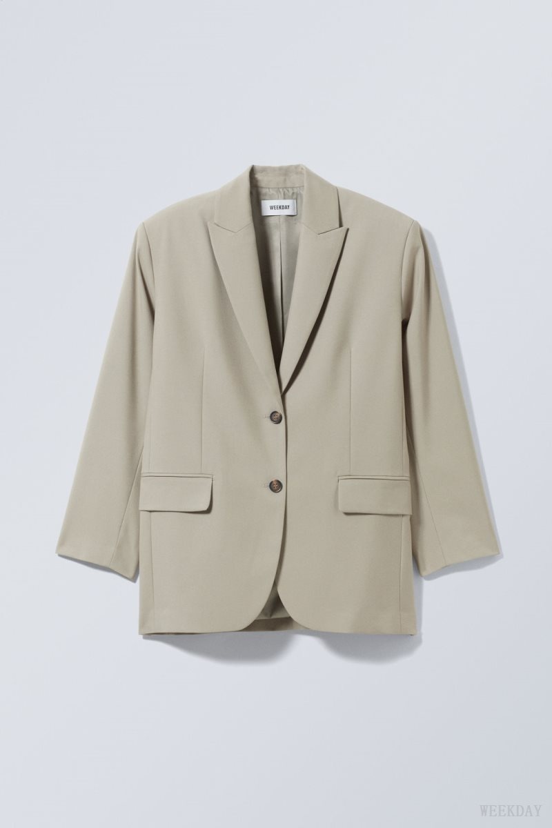 Weekday Aiden Oversized Blazer Khaki | JJAE0771