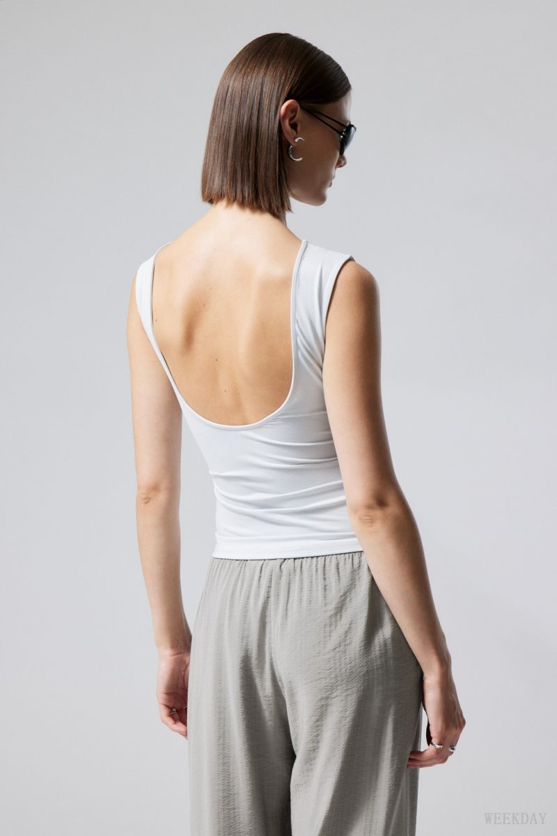 Weekday Alba Open Back Top Light Grey | JIOT6384