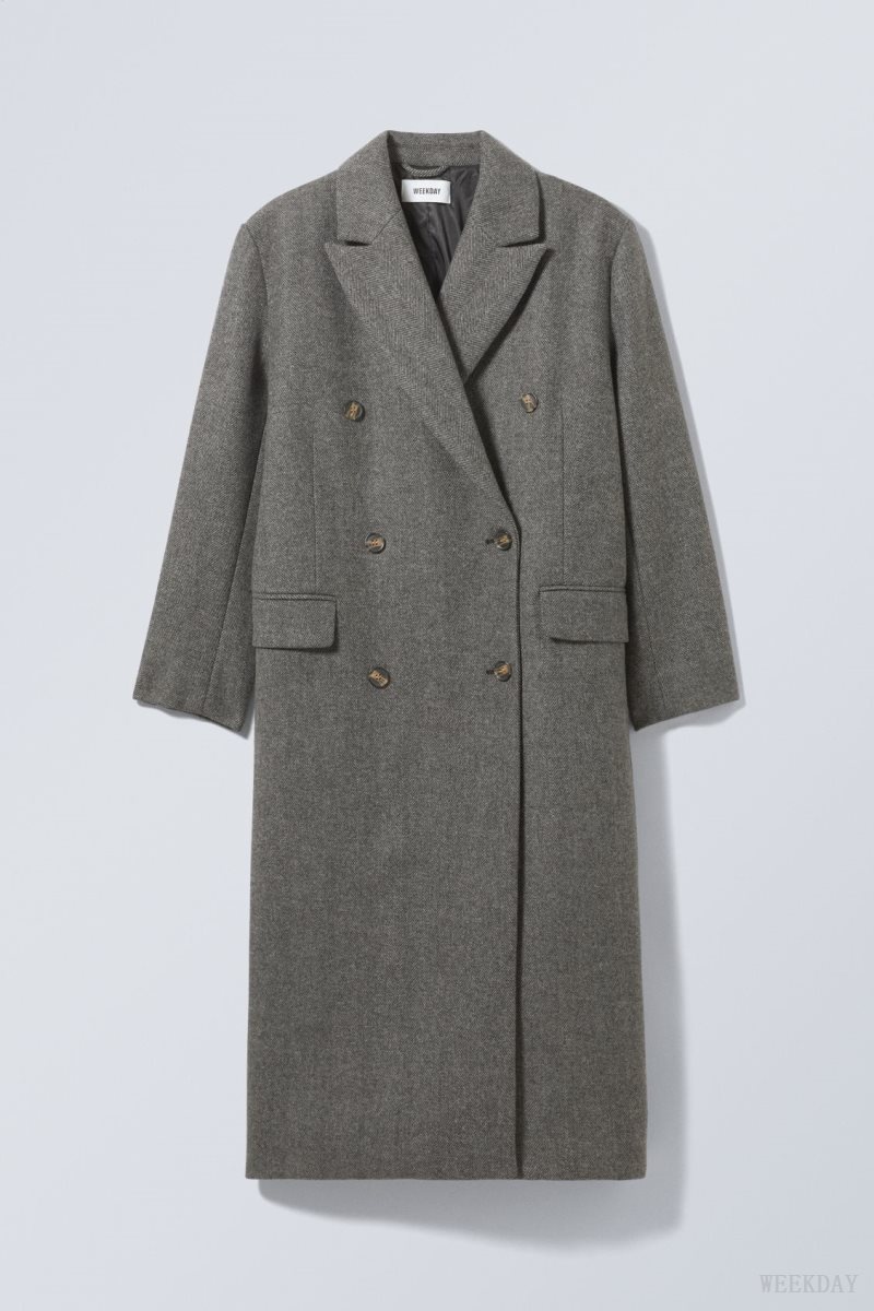 Weekday Alex Wool Blend Coat Grey | KNML7680