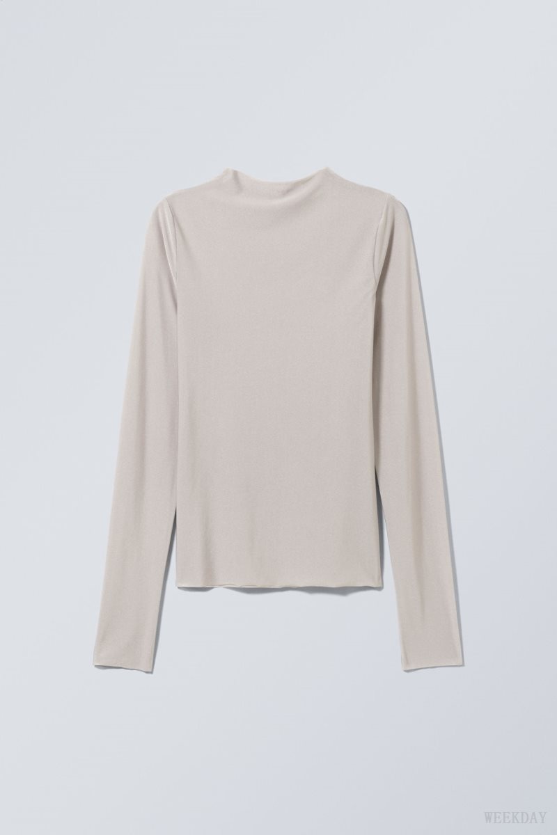 Weekday Allison Longsleeved Turtleneck Top Light Grey | LQYM5719