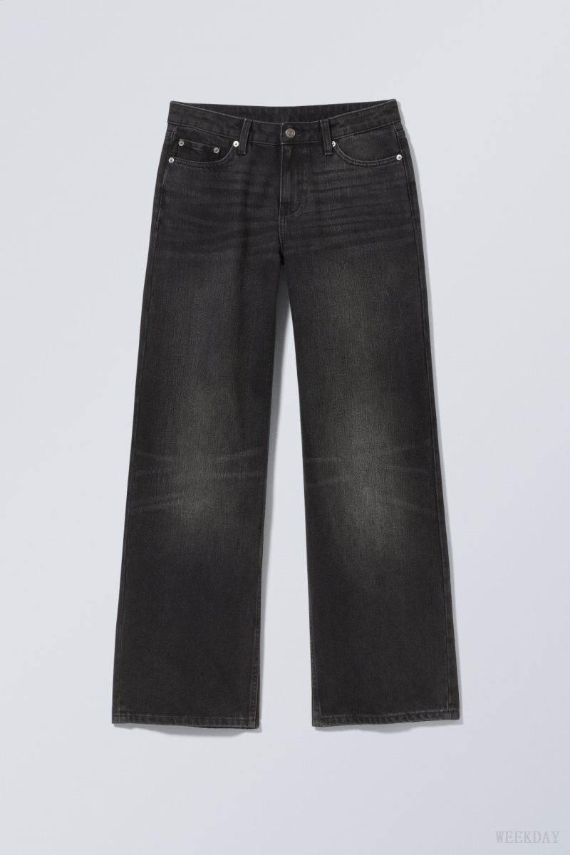 Weekday Ample Low Loose Jeans Black | ZCLF4010